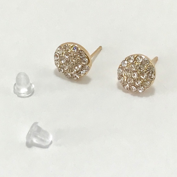 🔥Gold Round Circle Small Stud Rhinestone Earrings - Picture 5 of 8